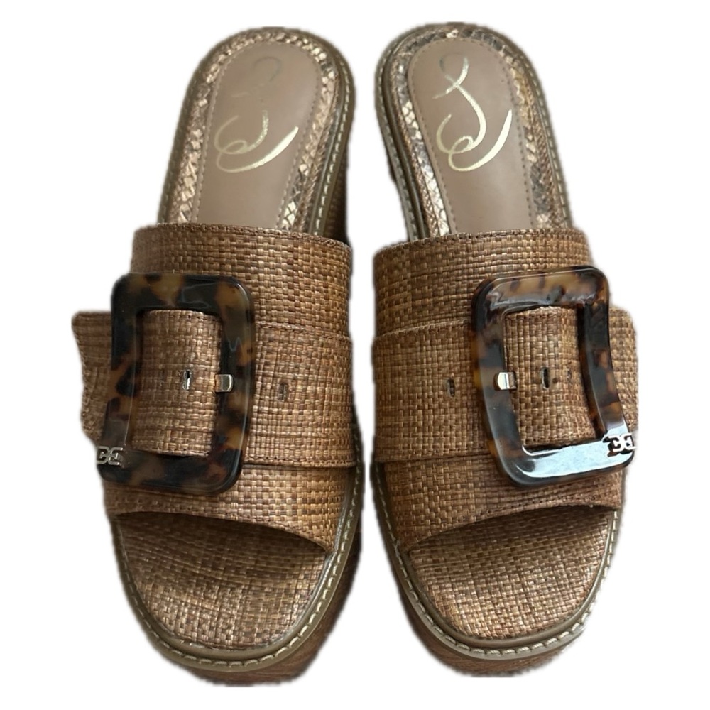 Sam Edelman Platform Wedge Slide – Raffia | Women’s 7.5 | Statement Summer Heel